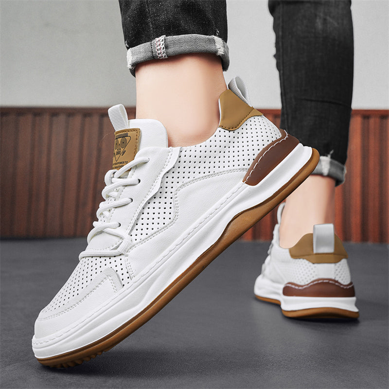 Men's – Leather Sneakers – Genuine Leather, Stylish Design – Casual Footwear