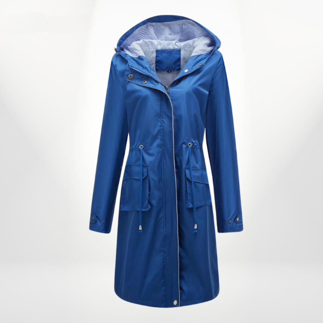 Women's - Waterproof Trench Coat with Hood - Stylish & Functional Outerwear