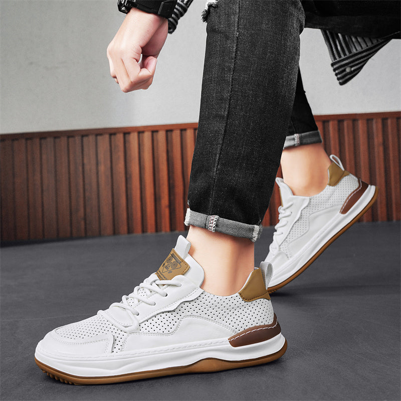 Men's – Leather Sneakers – Genuine Leather, Stylish Design – Casual Footwear