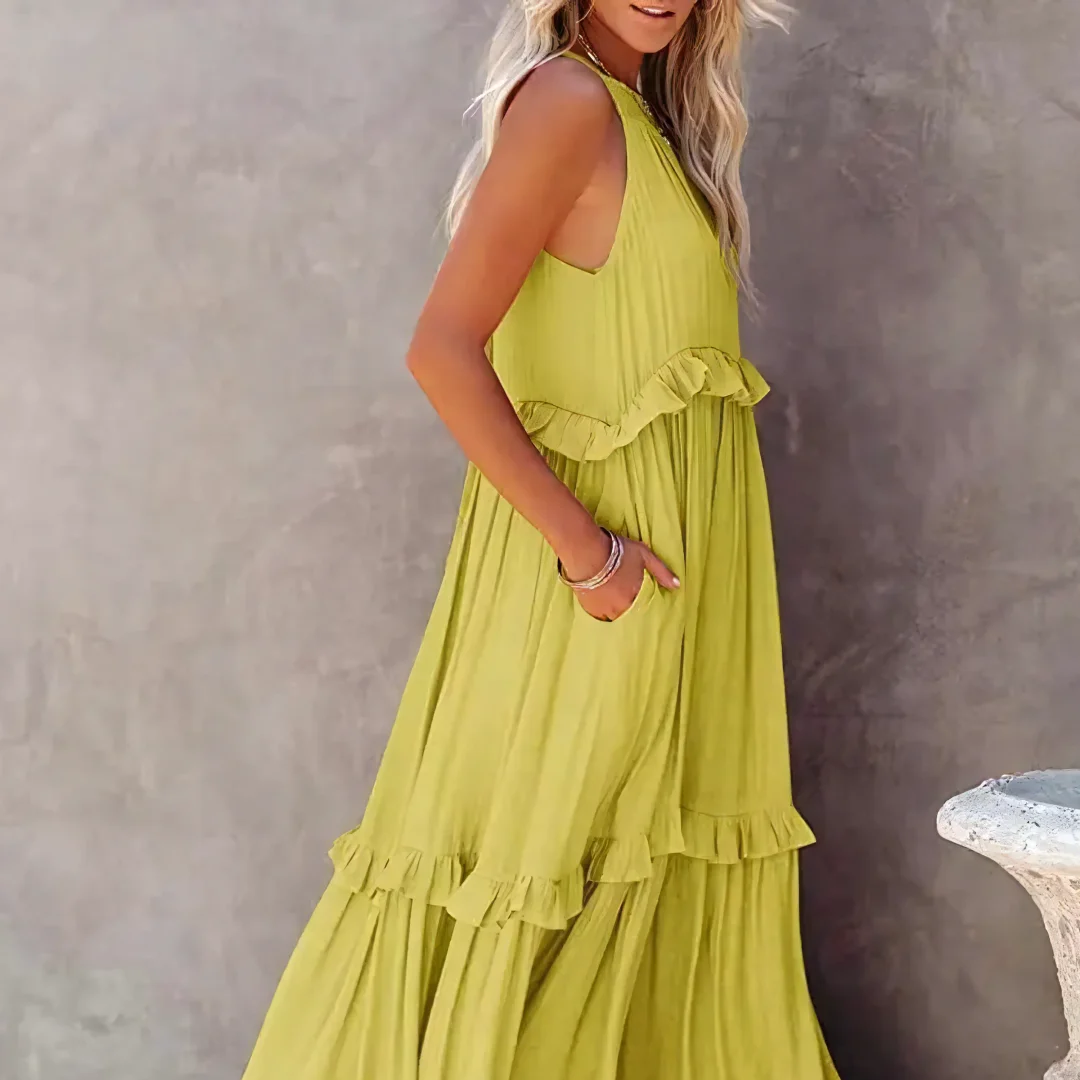 Women's – Ruffled Boho Dress – Lightweight Fit