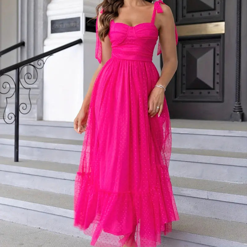Women's - Elegant Evening Dress - Lightweight Mesh Gown - Perfect for Special Occasions - Stylish and Comfortable