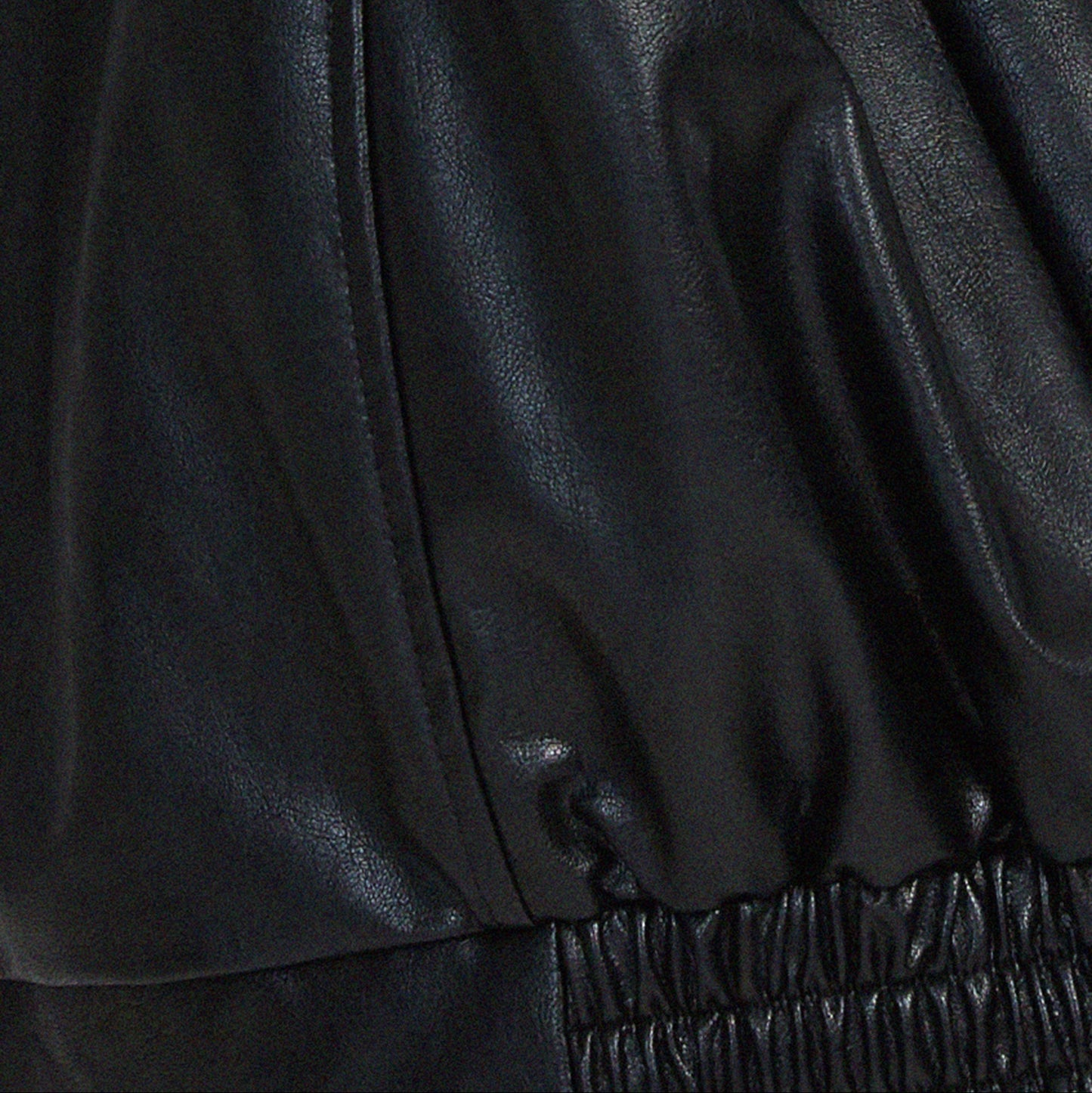 Women's - Relaxed Leather Jacket - Zip-Up High Collar Fit