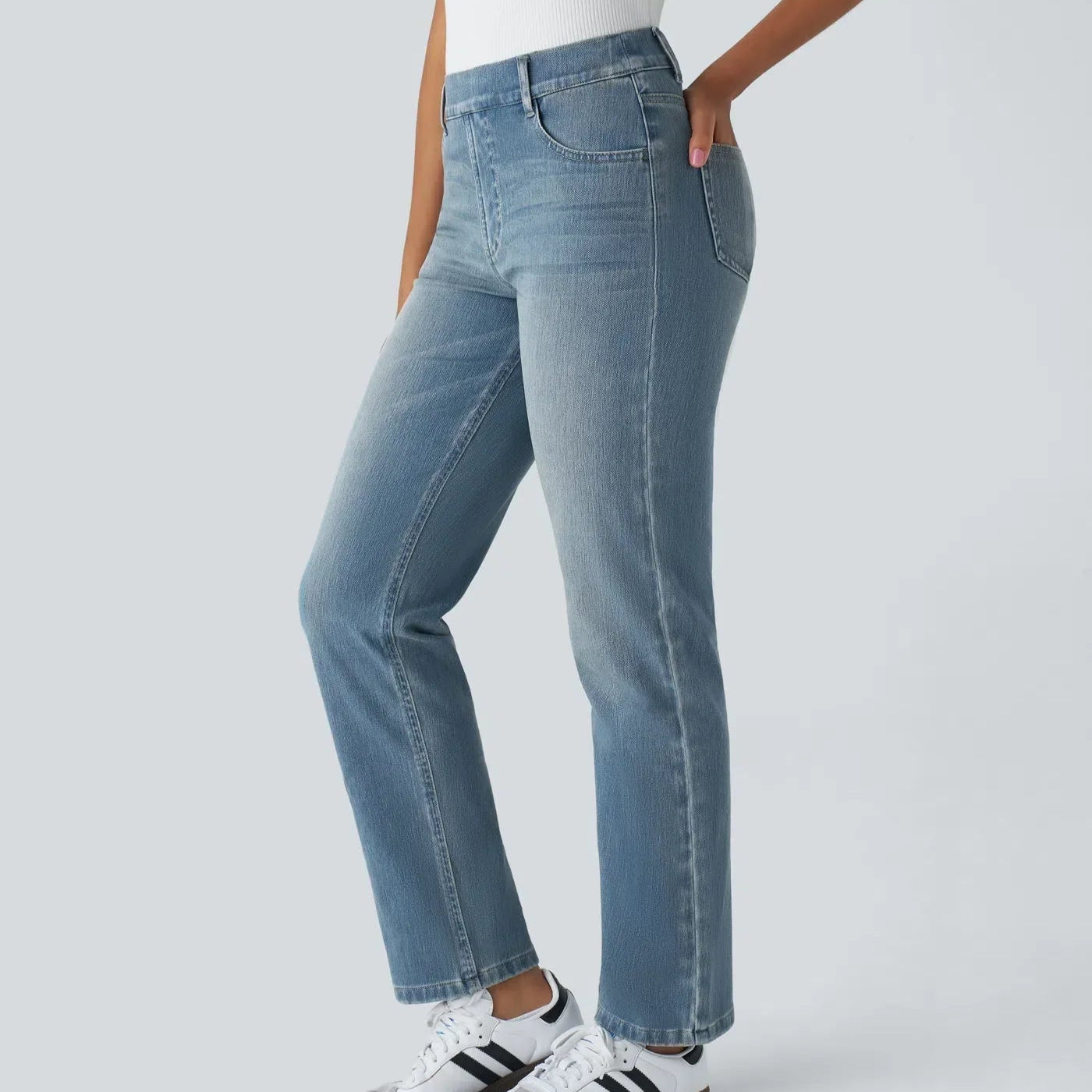 Women's - Comfortable Elastic Trousers - Stylish & Versatile Everyday Wear