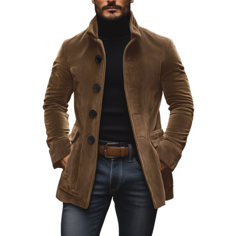 Men's - Vintage Corduroy Short Coat - Stand Collar Slim Fit