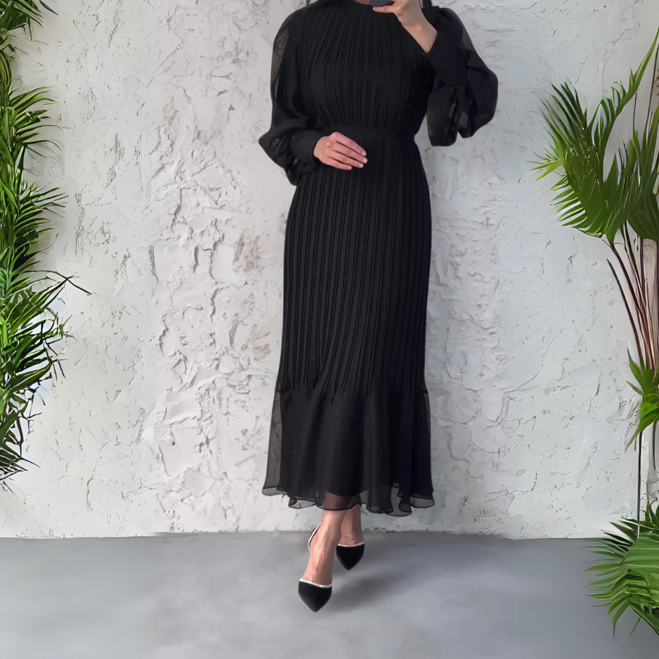 Women's - Pleated Elegant Dress - Stylish Comfort for Special Occasions - Fashion-Forward Design - Perfect for Every Celebration