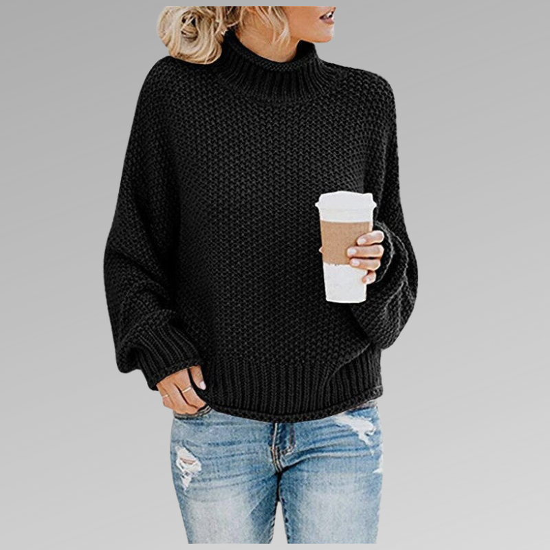 Women's - Knitted Jumper - Turtleneck Warm Loose Fit