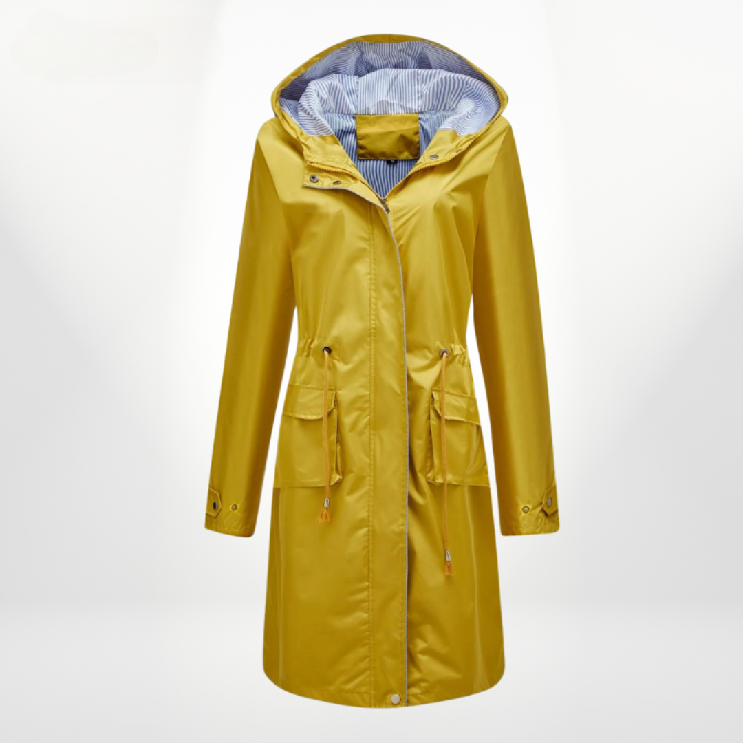 Women's - Waterproof Trench Coat with Hood - Stylish & Functional Outerwear
