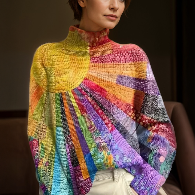 Women's - Artistic Style Sweater - Cosy Knit - Trendy Layering Essential - Comfortable Fashion for Every Occasion