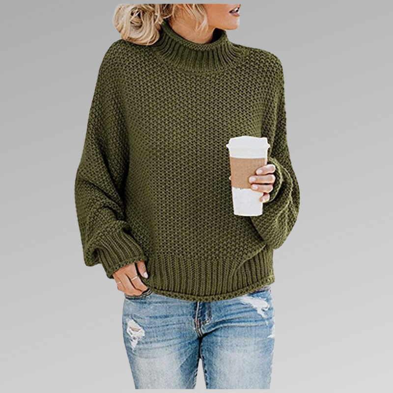 Women's - Knitted Jumper - Turtleneck Warm Loose Fit