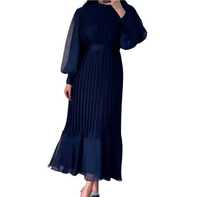 Women's - Pleated Elegant Dress - Stylish Comfort for Special Occasions - Fashion-Forward Design - Perfect for Every Celebration