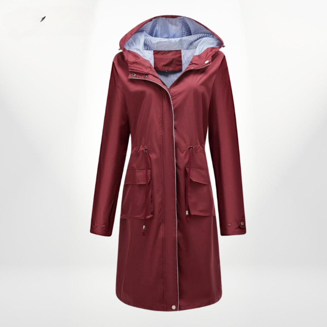 Women's - Waterproof Trench Coat with Hood - Stylish & Functional Outerwear