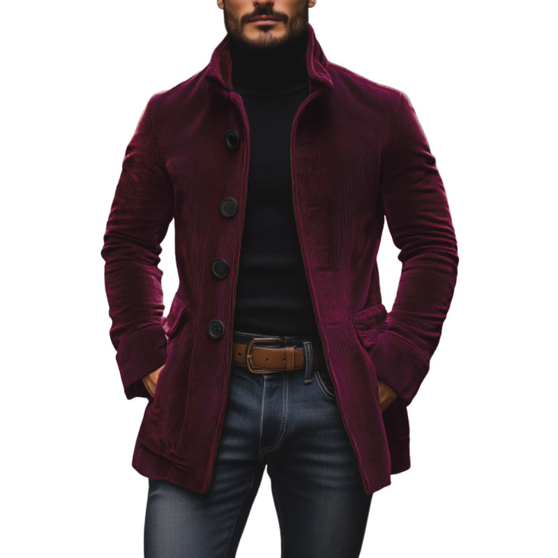 Men's - Vintage Corduroy Short Coat - Stand Collar Slim Fit