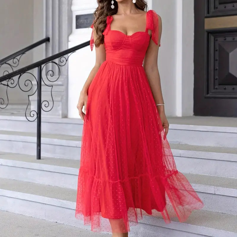 Women's - Elegant Evening Dress - Lightweight Mesh Gown - Perfect for Special Occasions - Stylish and Comfortable