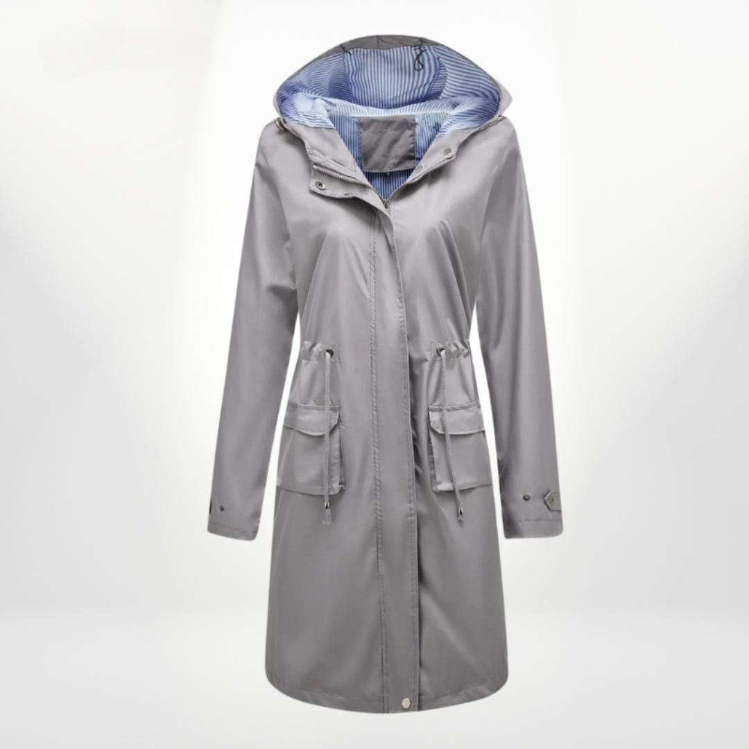 Women's - Waterproof Trench Coat with Hood - Stylish & Functional Outerwear
