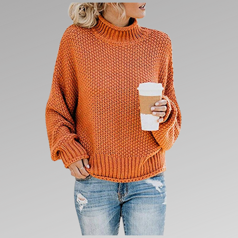 Women's - Knitted Jumper - Turtleneck Warm Loose Fit