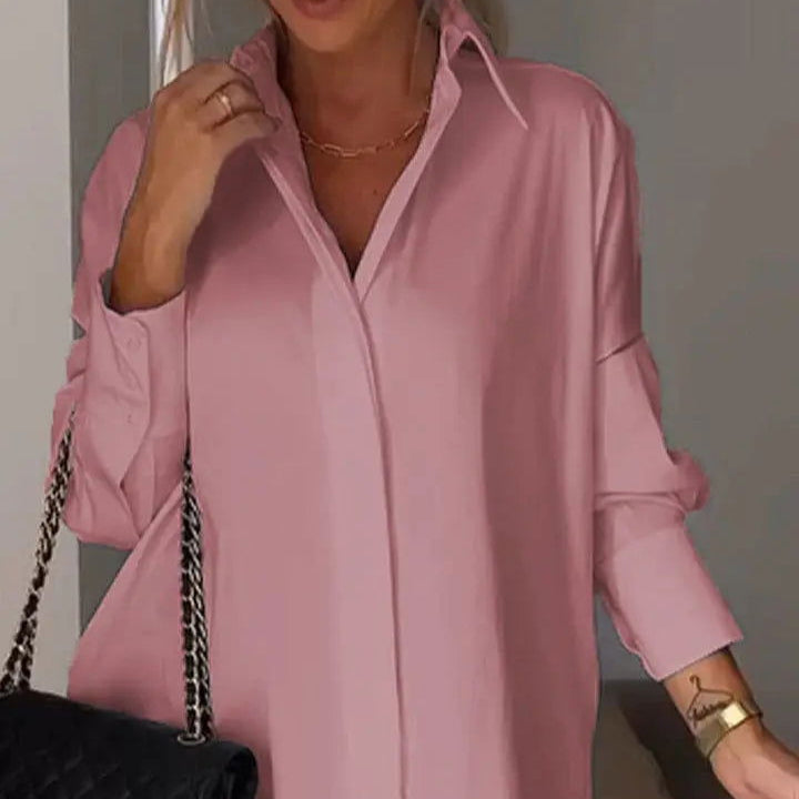 Women's - Elegant Lapel Shirt - Timeless Style - Versatile Cotton Blend - Perfect for Any Occasion