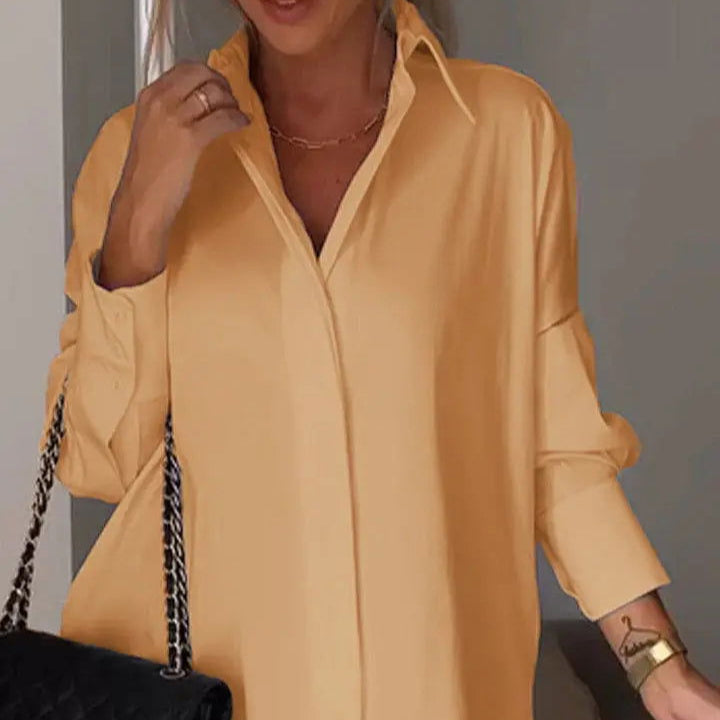 Women's - Elegant Lapel Shirt - Timeless Style - Versatile Cotton Blend - Perfect for Any Occasion