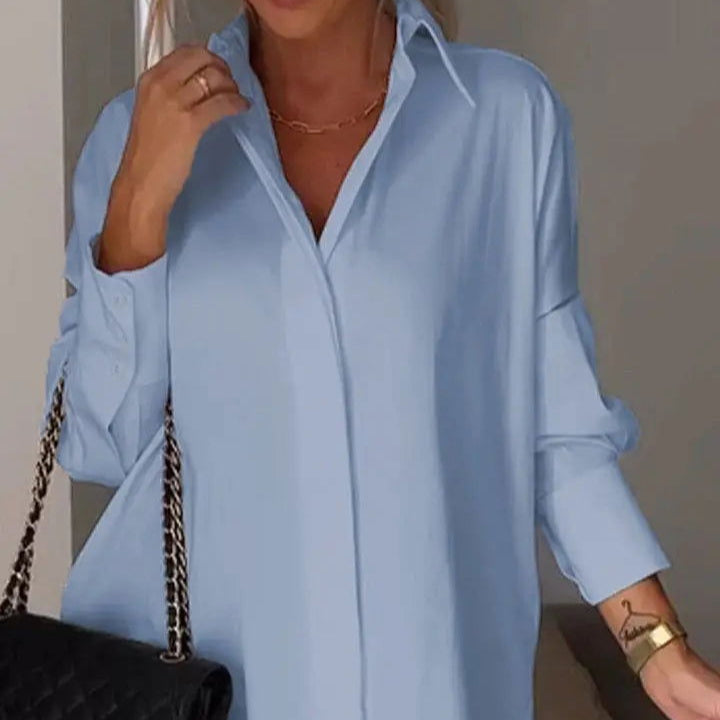 Women's - Elegant Lapel Shirt - Timeless Style - Versatile Cotton Blend - Perfect for Any Occasion