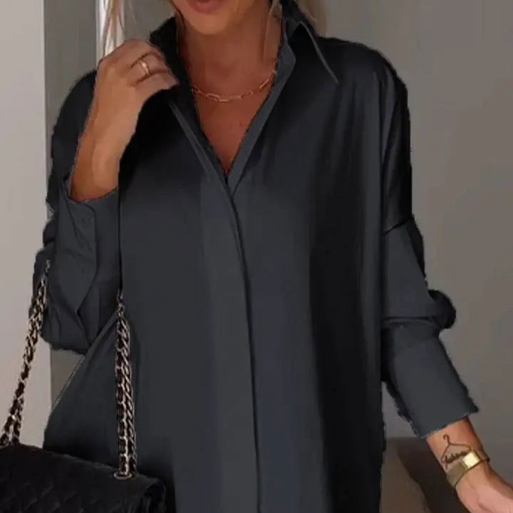 Women's - Elegant Lapel Shirt - Timeless Style - Versatile Cotton Blend - Perfect for Any Occasion