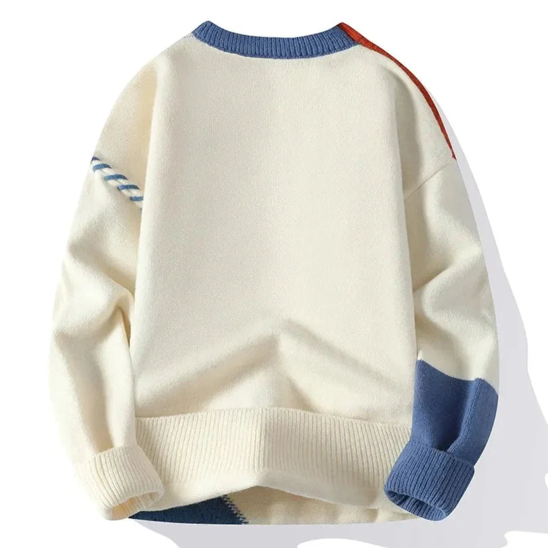 Men's - Patchwork Sweater - Vintage Knit Style