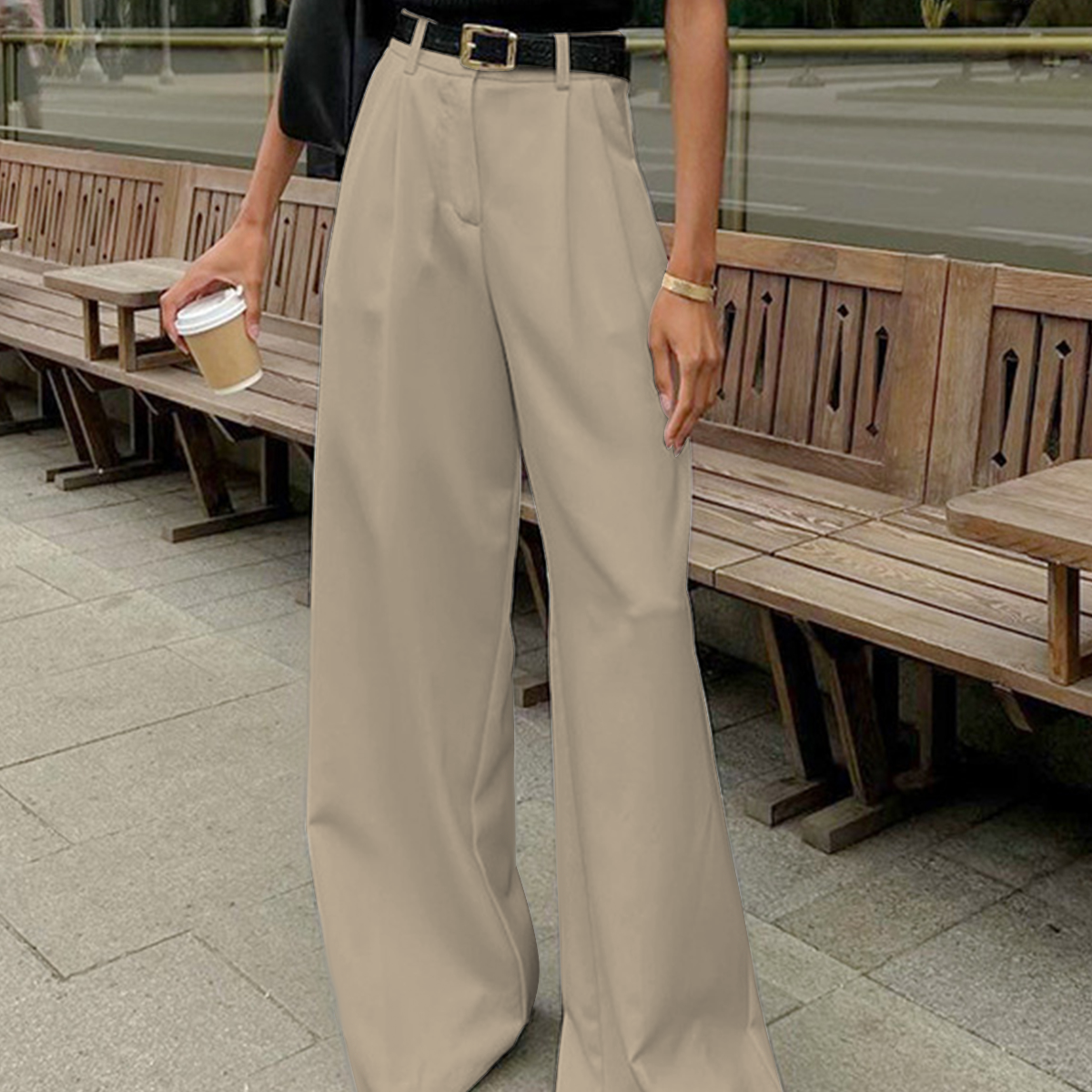 Women's - Tailored Wide-Leg Trousers - Chic Comfort