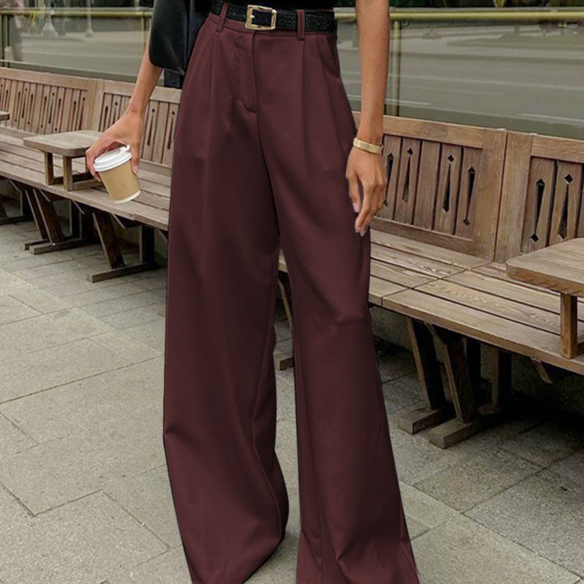 Women's - Tailored Wide-Leg Trousers - Chic Comfort