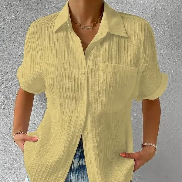 Women's - Stylish Short Sleeve Polo Shirt - Breathable Cotton Blend - Perfect for Casual or Smart-Casual Wear