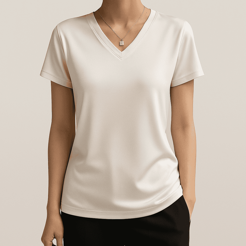 Women's - Elegant Silk T-Shirt - Luxurious Comfort & Style