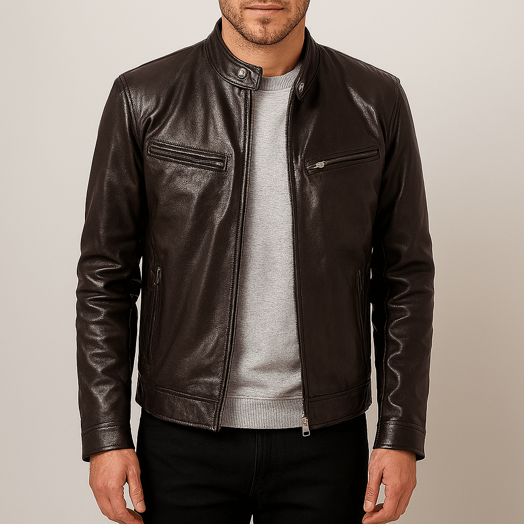 Men's - Biker Jacket - Stylish Casual Leather Outerwear