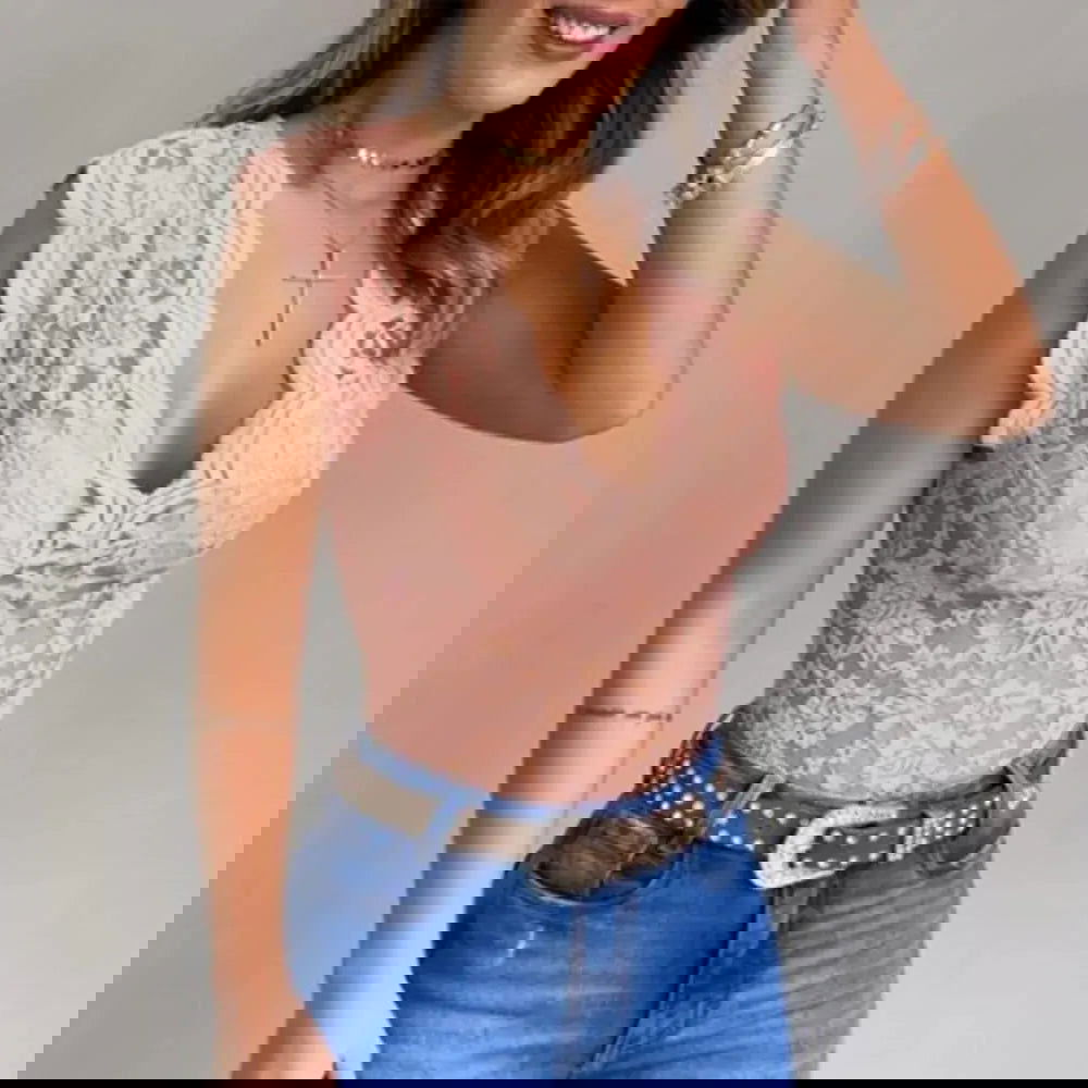 Women's - V-Neck Lace Top - Lightweight Elegant Fabric - Effortless Style for Any Occasion - Perfect for Graceful Looks