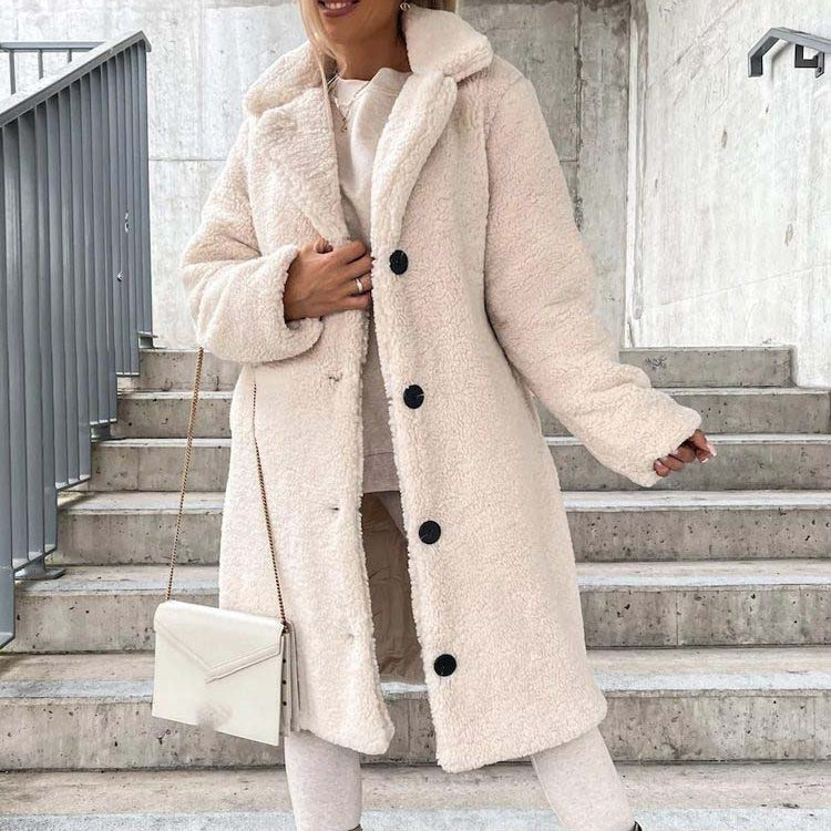 Women's - Teddy Coat - Warm Long Plus Size Outerwear for Cosy Style