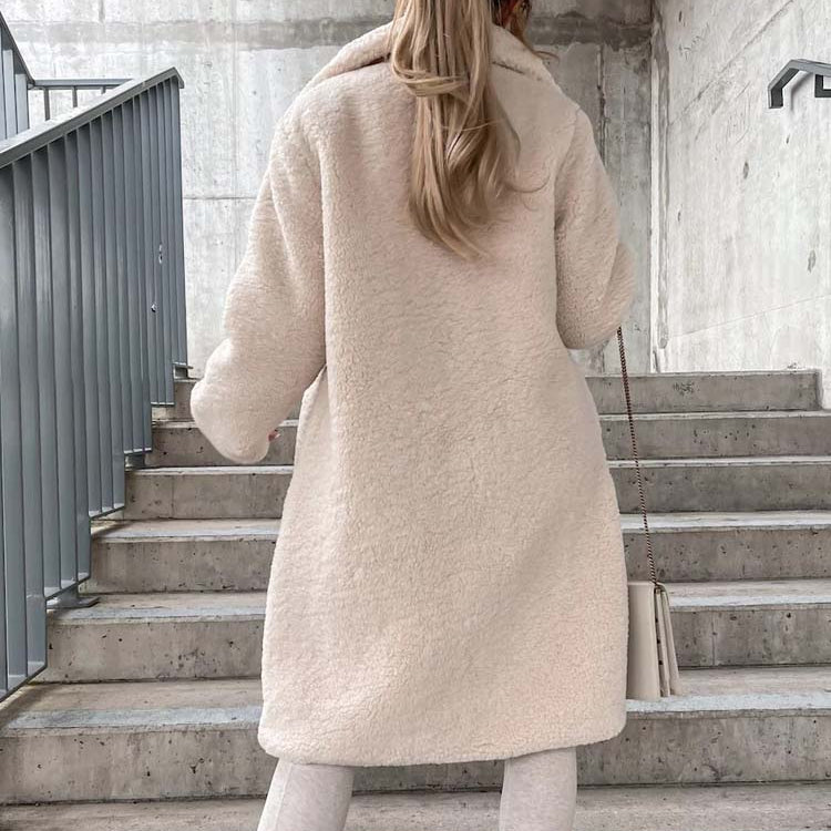 Women's - Teddy Coat - Warm Long Plus Size Outerwear for Cosy Style