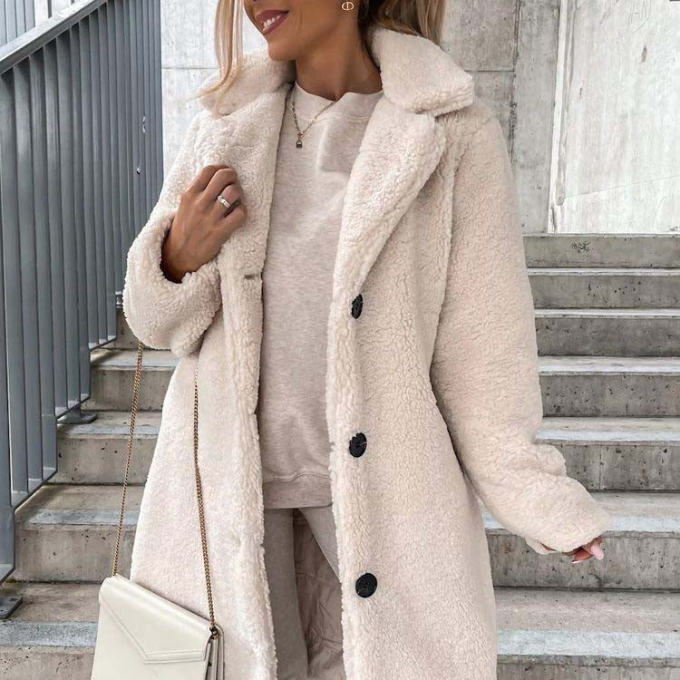 Women's - Teddy Coat - Warm Long Plus Size Outerwear for Cosy Style