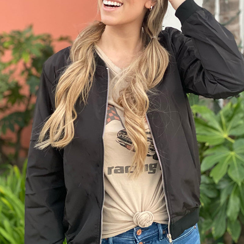 Women's - Casual Bomber Jacket - Stylish Comfort for Everyday Wear
