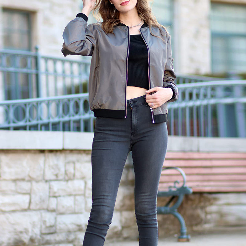 Women's - Casual Bomber Jacket - Stylish Comfort for Everyday Wear