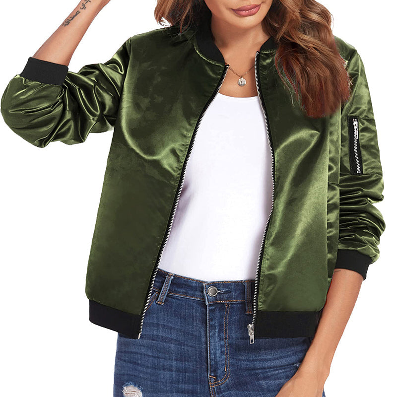 Women's - Casual Bomber Jacket - Stylish Comfort for Everyday Wear