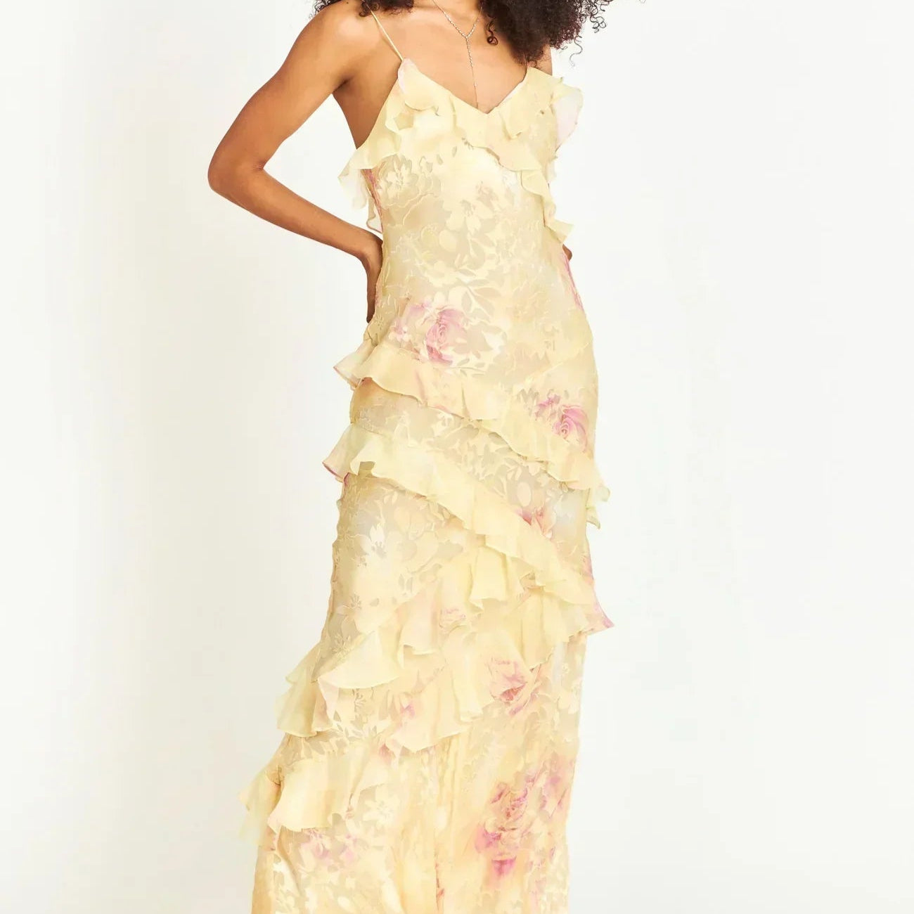 Women's - Ruffled Long Dress - Elegant Flowing Style - Perfect for Special Occasions and Casual Outings