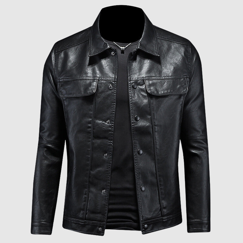 Men's - Casual Biker Jacket - Stylish Design, Durable Material