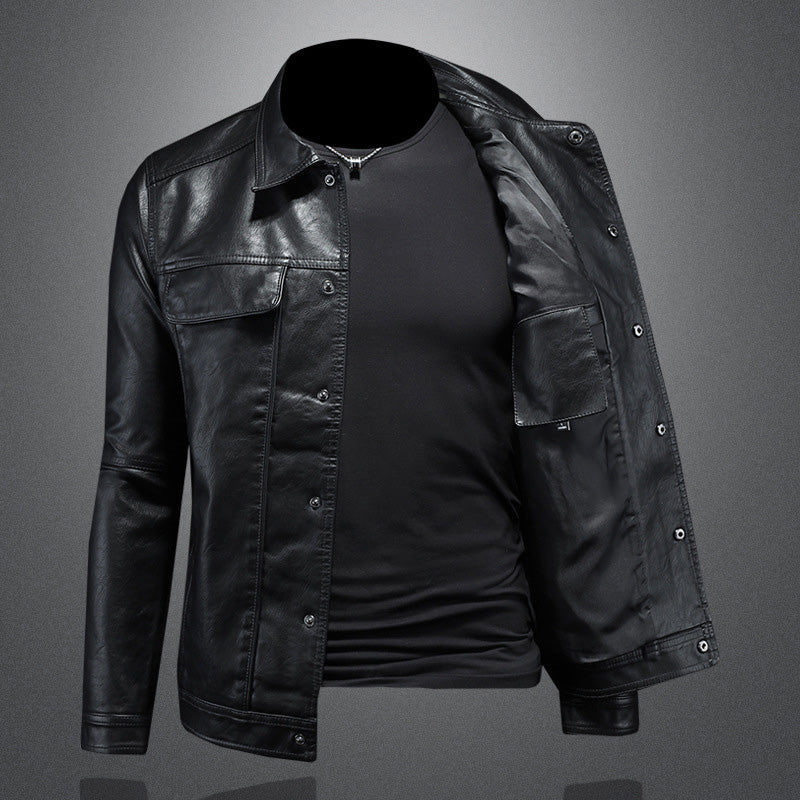 Men's - Casual Biker Jacket - Stylish Design, Durable Material