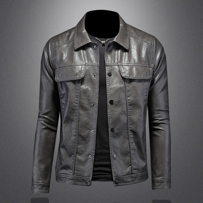 Men's - Casual Biker Jacket - Stylish Design, Durable Material