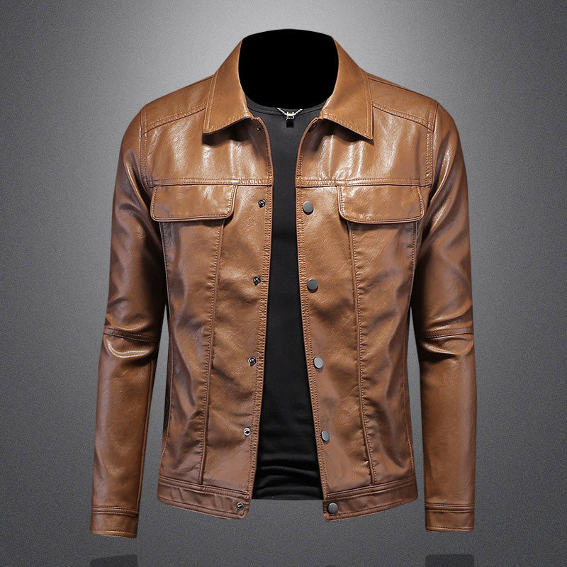 Men's - Casual Biker Jacket - Stylish Design, Durable Material