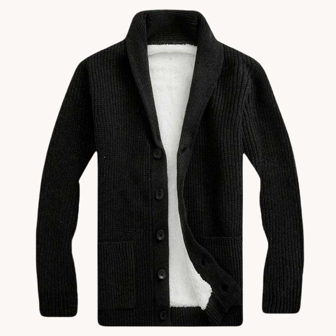Men's - Stylish Fleece Shawl Collar Cardigan - Cosy & Versatile Layering Piece