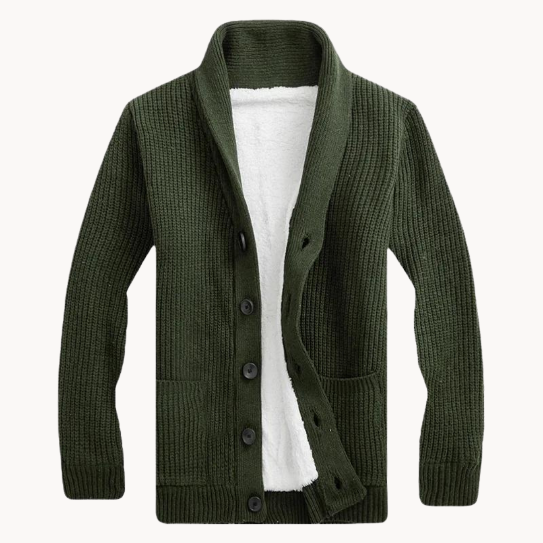 Men's - Stylish Fleece Shawl Collar Cardigan - Cosy & Versatile Layering Piece