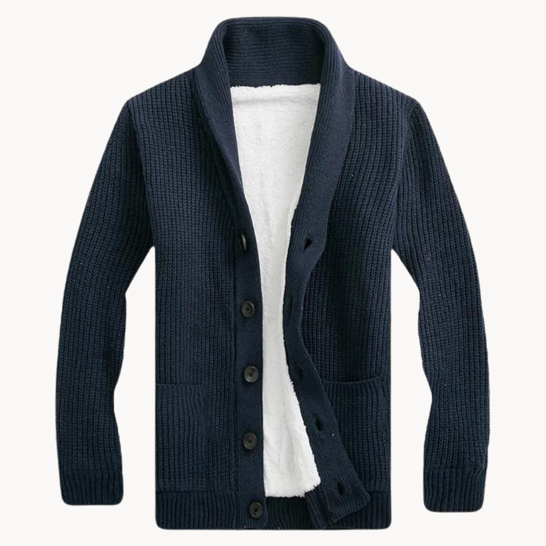 Men's - Stylish Fleece Shawl Collar Cardigan - Cosy & Versatile Layering Piece