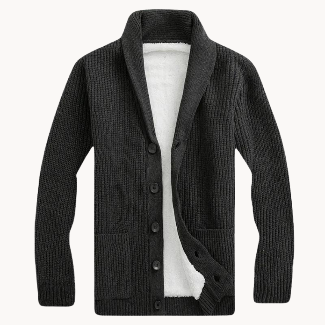 Men's - Stylish Fleece Shawl Collar Cardigan - Cosy & Versatile Layering Piece