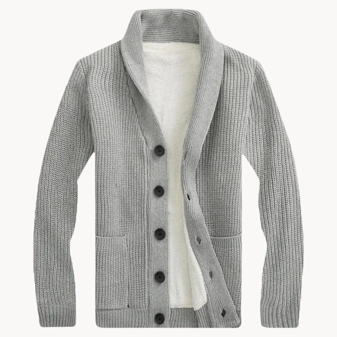 Men's - Stylish Fleece Shawl Collar Cardigan - Cosy & Versatile Layering Piece