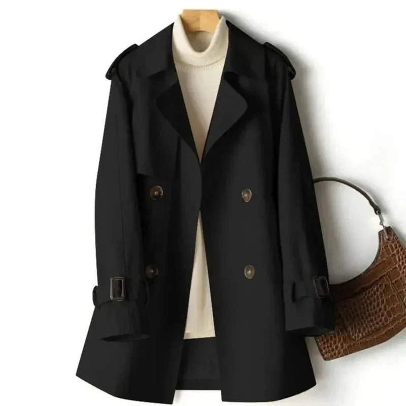 Women's - Classic Double-Breasted Trench Coat - Stylish Casual Outerwear