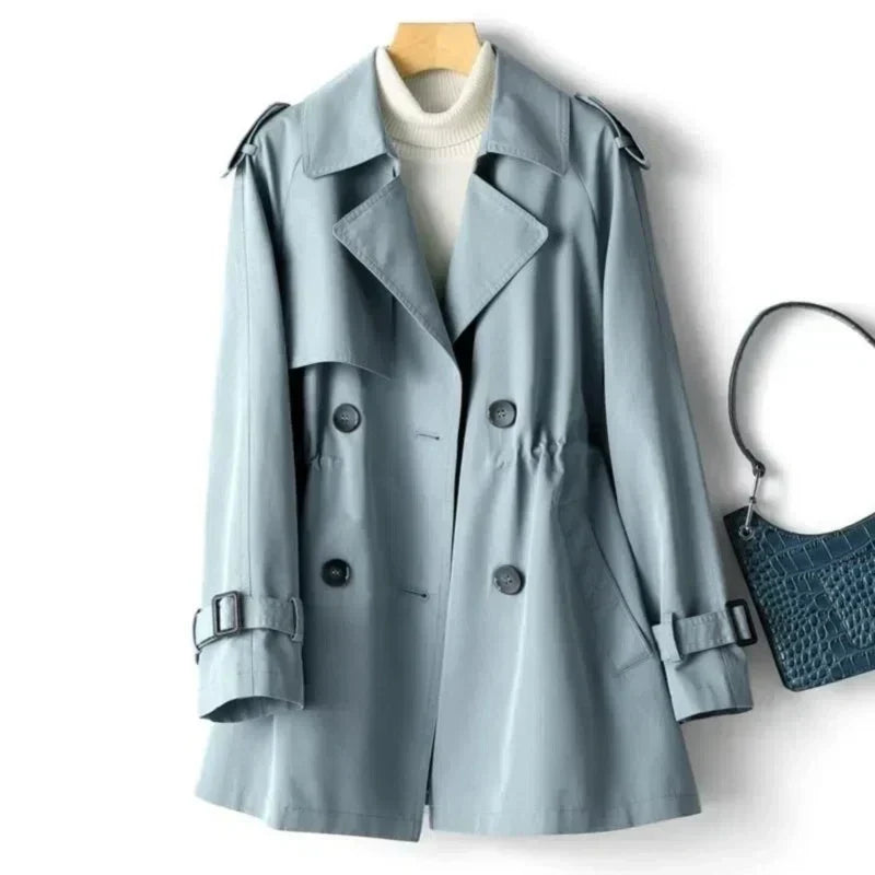 Women's - Classic Double-Breasted Trench Coat - Stylish Casual Outerwear