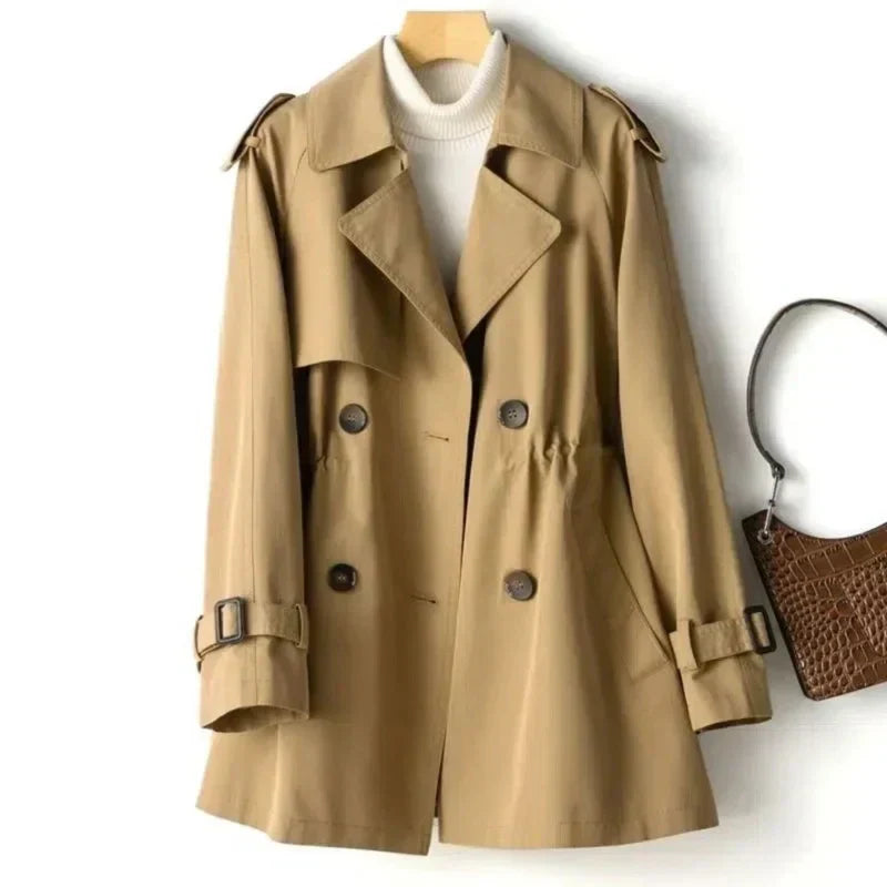 Women's - Classic Double-Breasted Trench Coat - Stylish Casual Outerwear