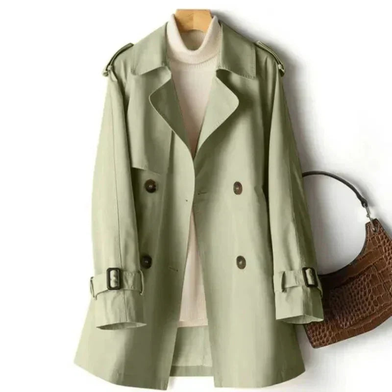 Women's - Classic Double-Breasted Trench Coat - Stylish Casual Outerwear